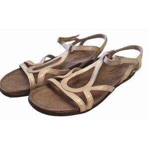 Naot Dorith Elegant Flat Sandal Size 41 Women's US 10 NWOB Radiant Gold